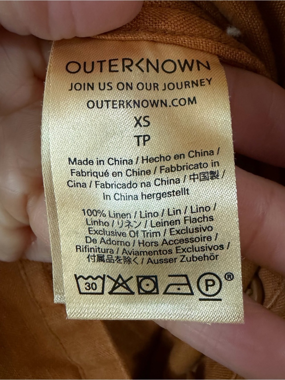 Outerknown Retrograde Linen Jumpsuit Rustic Orange Boho Utility Coveralls XS - Picture 13 of 14